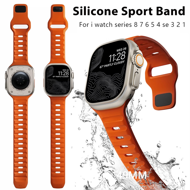 สายนาฬิกาข้อมือ ยางซิลิโคนนิ่ม สําหรับ Apple Watch ultra 8 7 6 5 4 3 44 มม. 45 มม. iWatch 42 มม. 49 มม. 40 มม. 38 มม.