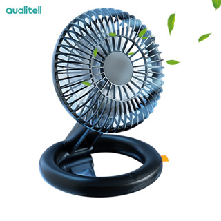 Qualitell พัดลมตั้งโต๊ะ แกนคู่ พับได้ สามเกียร์ ปรับได้ แบตเตอรี่ใช้ได้นาน พัดลมขนาดเล็ก สําหรับห้องนอน สํานักงาน ตั้งแคมป์ ท่องเที่ยว