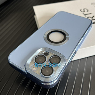 【AG Matte soft case+Lens film/Far Peak Blue】เคส compatible for iPhone 11 12 13 14 15 pro max case