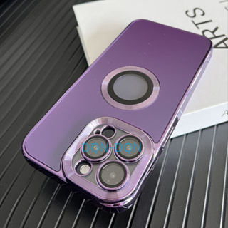 【AG Matte soft case+Lens film/Dark Purple】เคส compatible for iPhone 11 12 13 14 15 pro max case