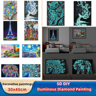 5D DIY ส่องสว่าง Diamond Painting art ชุดงานจิตรกรรมเม็ดบีด ทรงเพชร 5D เรืองแสง แฮนด์เมด DIY สําหรับตกแต่งผนังบ้าน