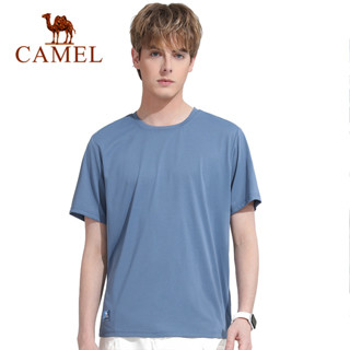 Camel เสื้อกีฬา คอกลม แขนสั้น ระบายอากาศ สีพื้น สําหรับผู้ชาย