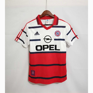 เสื้อกีฬาแขนสั้น ลายทีมชาติฟุตบอล Bayern Munich Away 98-00 ชุดเยือน สไตล์เรโทร