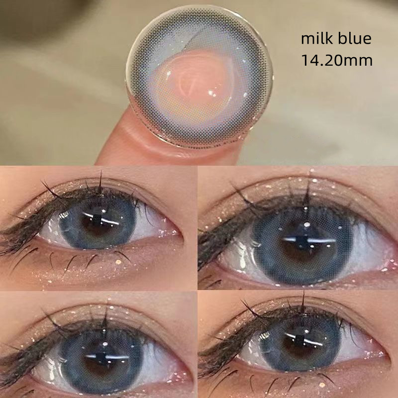 Kssey คอนแทคเลนส์สายตาสั้น สีฟ้า สีเทา เส้นผ่าศูนย์กลาง 14.2 มม. เกรด 0-800 2 ชิ้น