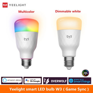 Yeelight หลอดไฟ LED W3 หรี่แสงได้ หลากสี E27 ควบคุมด้วยเสียง สําหรับ Xiaomi mi Home Google Home