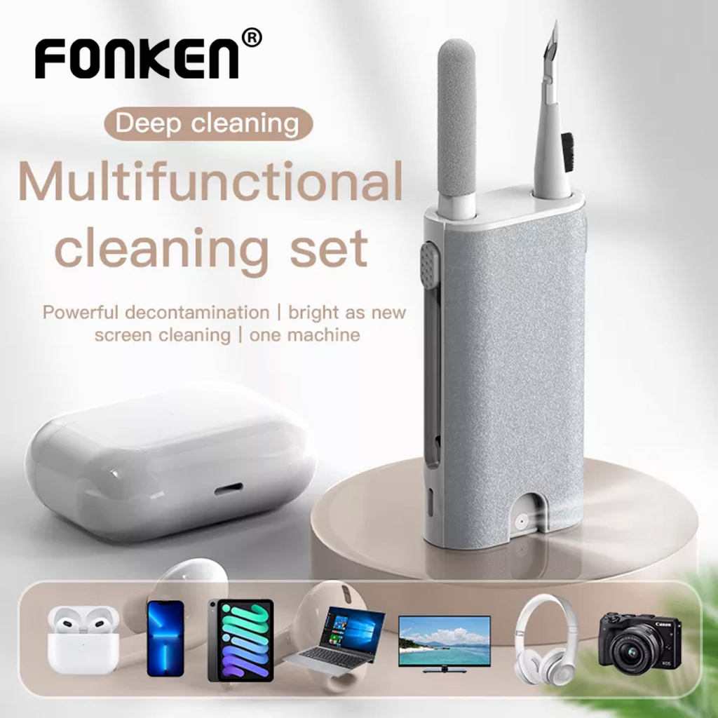 Fonken 5 in 1 ชุดแปรงทําความสะอาดหูฟัง แล็ปท็อป กล้อง โทรศัพท์ แท็บเล็ต ทีวี เครื่องมือทําความสะอาดหน้าจอ ชุดหูฟัง ปากกาทําความสะอาด