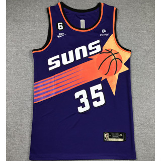 เสื้อกีฬาบาสเก็ตบอล ปักลาย Phoenix SUNS 35 Kevin Durant SUNS สีม่วง สําหรับผู้ชาย 2023 mark 6