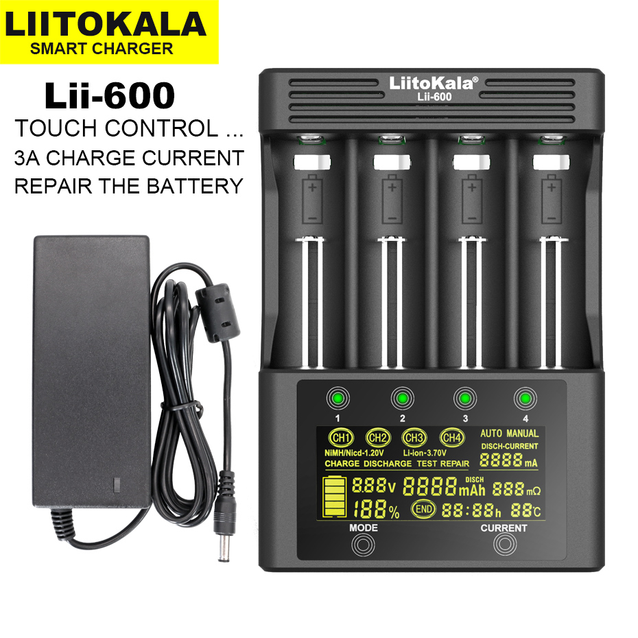 LiitoKala Lii-600 Lii-500S Lii-PD2 LCD 18650 แบตเตอรี่ 3.7V 18350 18500 21700 25500 26650 AA AAA NiM