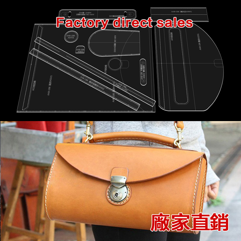 Handmade Leather Goods Paper Grid Portable Messenger Bag Pattern Leather Bag Acrylic Pattern Pattern