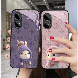 Dmy เคสโทรศัพท์มือถือกระจกนิรภัย ลายกระต่ายน่ารัก สําหรับ huawei P50 P10 Plus P20 P30 Lite nova 4e P40 mate 50 40 Pro 20X 20 30 10 Pro 9