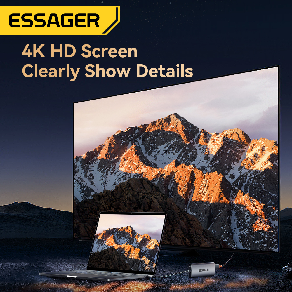 Essager 8 In 1 อะแดปเตอร์ฮับ Type C M2 SSD 4K HDMI เชื่อมต่อ PD 100W usb 3.2 10Gbps อเนกประสงค์ สําหรับแล็ปท็อป
