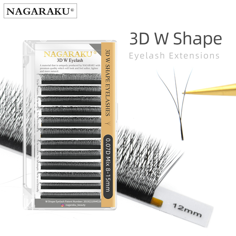 Nagaraku ขนตาปลอม 3D ขนนิ่ม ดูหนาแน่น อัตโนมัติ รูปตัว W