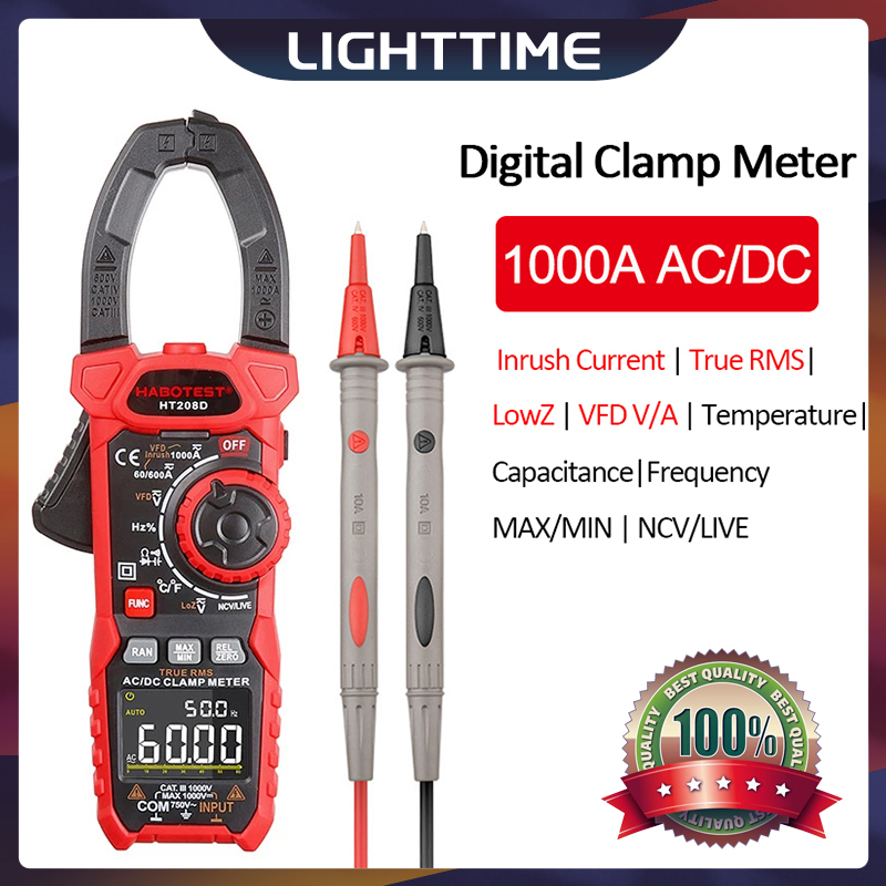 Ht208a/208d แคลมป์มิเตอร์ดิจิทัล 1000A 1000V AC DC คีม True RMS แอมมิเตอร์ โวลต์มิเตอร์ VFD REL โอห์