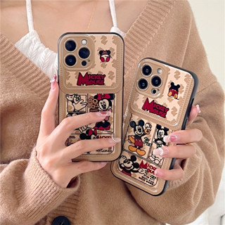 เคสโทรศัพท์มือถือ ลายการ์ตูนมิกกี้ มินนี่เมาส์ พร้อมกระเป๋าสตางค์ สไตล์เรโทร สําหรับ iPhone14pro 13 12 pro max 11