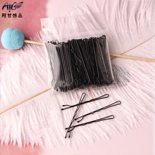 กิ๊บติดผม แบบเรียบง่าย สีดํา 50 ชิ้น