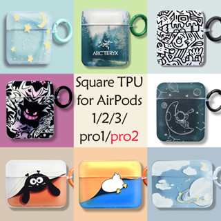 เคสหูฟัง TPU โปร่งแสง ทรงสี่เหลี่ยม ลายการ์ตูน สําหรับ AirPods Pro2 Generation AirPods3 Generation 2 Generation 1 Pro