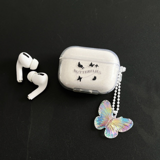 เคสหูฟัง TPU ลายผีเสื้อ สีชมพู สําหรับ Airpods Pro2Gen 2023 AirPods3 AirPodsPro AirPods2gen