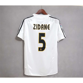 เสื้อกีฬาแขนสั้น ลายทีมฟุตบอล Real-Madrid ZIDANE RONALDO BECKHAM คุณภาพสูง 04-05 ชุดเหย้า สไตล์เรโทร