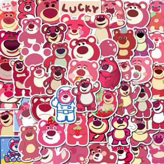 สติกเกอร์ ลายการ์ตูน Strawberry Bear Lotso สําหรับติดตกแต่งแล็ปท็อป โน๊ตบุ๊ค หมวกกันน็อค 50 ชิ้น