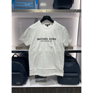 Michael Kors/MK เสื้อยืดลําลอง ผ้าฝ้ายแท้ แขนสั้น คอกลม พิมพ์ลาย เรียบง่าย สําหรับผู้ชาย