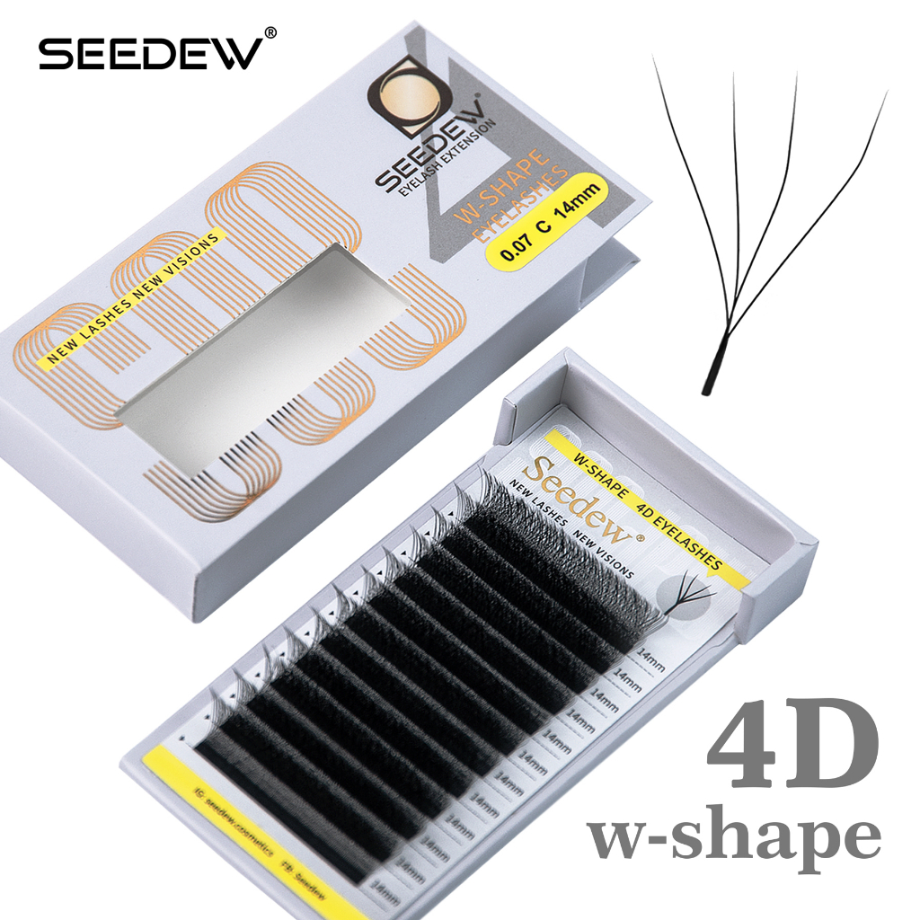 Seedew W รูปร่าง 4D ขนตาปลอม ต่อขนตา Matte Black ขนตา Curl C/D MIX 8-15 มม.0.07 มม.
