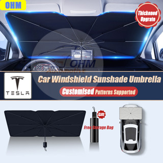 ร่มบังแดดรถยนต์ พับได้ แบบพกพา อุปกรณ์เสริม สําหรับ Tesla Roadster Cybertruck Tesla Model X Model 3 Model Y Model S