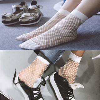 1 Pair Girl White Fishnet Ankle High Socks Lady Mesh Lace Fish Net Short Socks