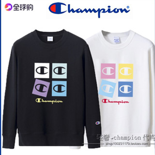 Champion เสื้อกันหนาว คอกลม แขนยาว ผ้าฝ้ายแท้ พิมพ์ลาย สําหรับคู่รัก