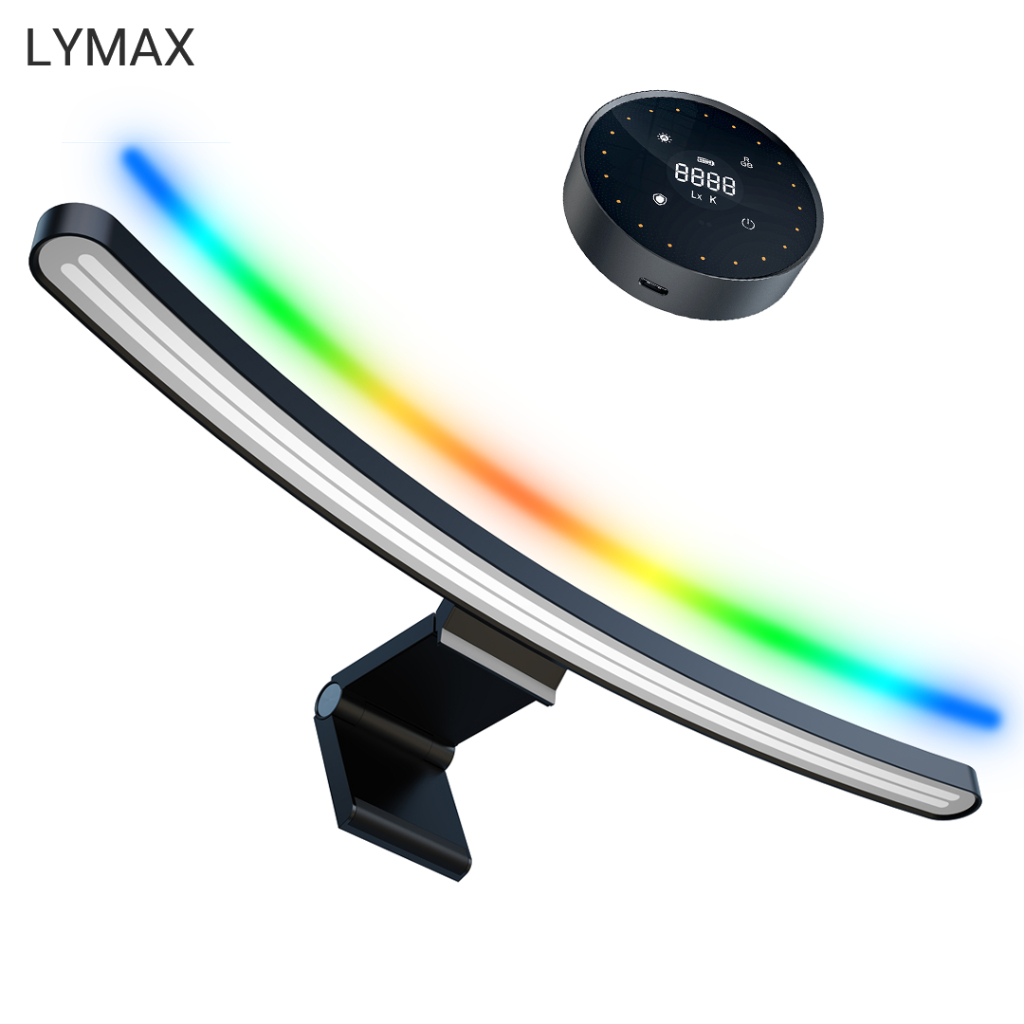 Lymax โคมไฟหน้าจอคอมพิวเตอร์ กันแสงสีฟ้า หรี่แสงได้ 3D พร้อมจอแสดงผลดิจิทัล และรีโมตคอนโทรล สําหรับบ