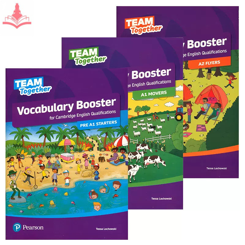 หนังสือเรียนและสมุดงานภาษาอังกฤษสำหรับนักเรียนและเด็กเคมบริดจ์—Primary School Student's Children’s YLE Textbook Workbooks Exercise Book “Team Together Vocabulary Booster for Cambridge English Qualifications Level Pre A1 Starters /A1 Movers / A2 Flyers”