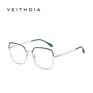 Veithdia ใหม่ แว่นตาแฟชั่น กรอบโลหะ ทรงสี่เหลี่ยม แบน ป้องกันแสงสีฟ้า สําหรับสตรี JS8617