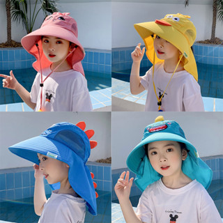 ☆พร้อมส่ง☆ หมวกเด็ก 1ปี-10ปี รอบหัว:52-55 cm. หมวกปีกกว้างกันแดด ฤดูร้อน ป้องกัน UV ติดนกหวีด ลายกระต่าย เป็ด ไดโนเสาร์