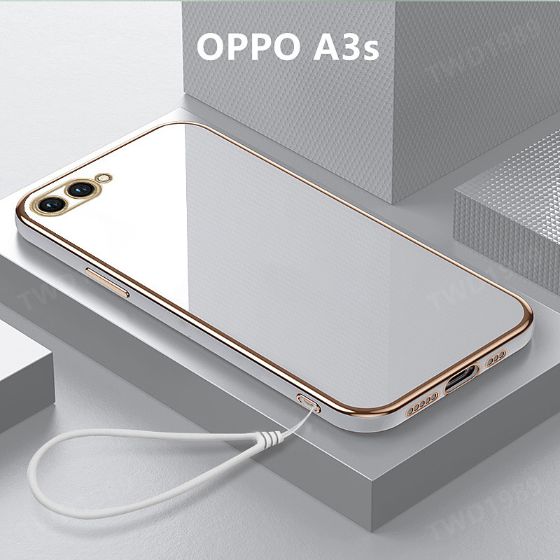 ปลอก OPPO A3s เคสชุบสีทึบเคสโทรศัพท์ TPU แบบนุ่ม OPPO A3s