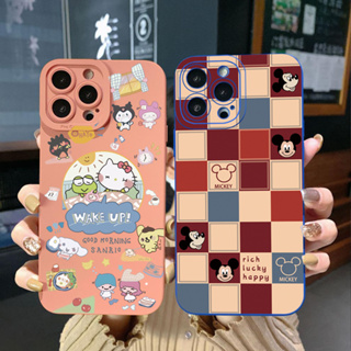 เคสโทรศัพท์มือถือ ขอบสี่เหลี่ยม ลายมิกกี้ คิตตี้ สําหรับ Xiaomi Redmi Note 12 4G Pro 5G 9S 9A 12C