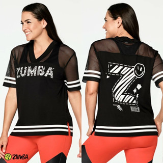 ใหม่ เสื้อคอวี ลาย Zumba All Day Z1T00 0339