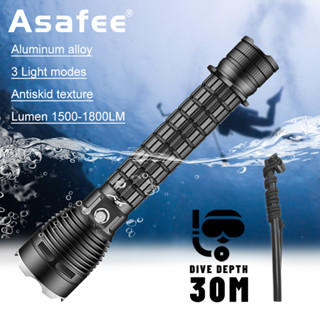 Asafee XHP70 ไฟฉาย LED 1800LM 200 เมตร สําหรับดําน้ําลึก