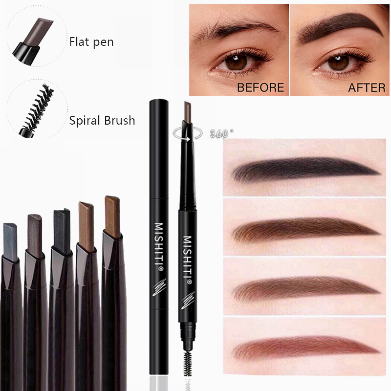 ชุดเครื่องสําอาง ครีมเขียนคิ้ว กันน้ํา ติดทนนาน + ดินสอเขียนคิ้ว 2 in 1 + มาสคาร่า + อายไลเนอร์ + แปรงเขียนคิ้ว 1 ชิ้น - รูปที่ 3