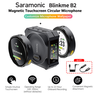 Saramonic BlinkMe B2 2-Person 2.4GHz ไมโครโฟนไร้สาย หน้าจอสัมผัสแม่เหล็ก สําหรับ PC สมาร์ทโฟน กล้อง Youtube