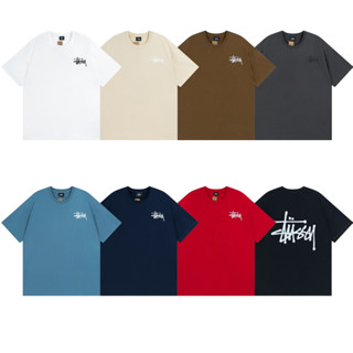 Stussy เสื้อยืดลําลอง ผ้าฝ้าย แขนสั้น คอกลม พิมพ์ลาย แฟชั่นฤดูร้อน