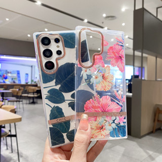 เคสแข็ง แบบใส ลายดอกไม้ หลากสี สําหรับ Samsung Galaxy A54 A34 A14 A53 A73 A33