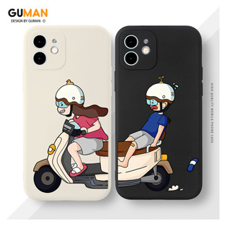 GUMAN เคสคู่ เคสไอโฟน คู่รัก กันกระแทกซิลิโคนนุ่มการ์ตูนน่ารักตลก เคสโทรศัพท์ สีดำ Compatible for iPhone 14 13 12 11 Pro Max SE 2020 X XR XS 8 7 6 6S Plus พลัส XYM1642