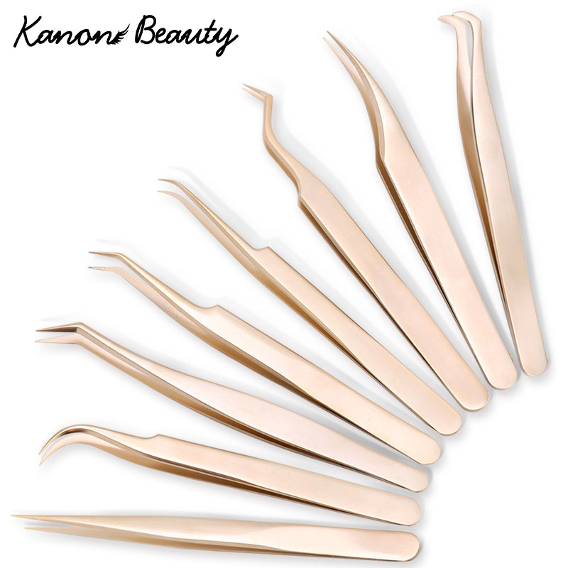 1 ชิ้น Pearl Gold Eyelashes แหนบสแตนเลสความแม่นยําสูง Anti-static แหนบสําหรับขนตา