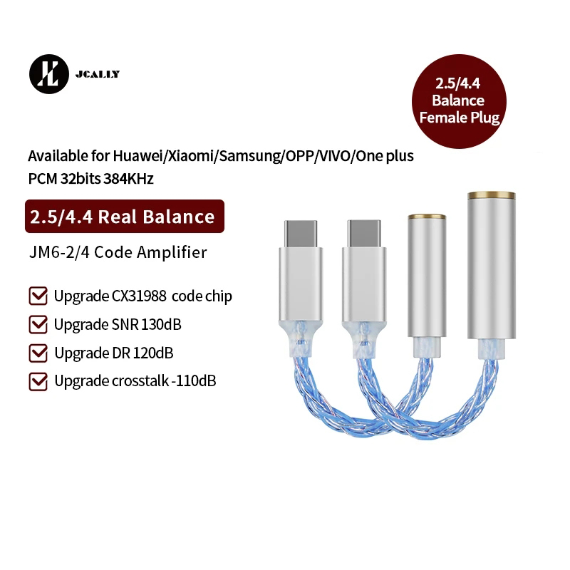 JCALLY JM6 Type-C ถึง 3.5 มม.CX3193 ดิจิตอลเสียงถอดรหัสแบบพกพา amp Hifi DAC ชุดหูฟังมือถือ USB Type 