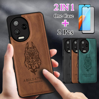 2 IN 1 เคสโทรศัพท์หนัง หรูหรา พร้อมฟิล์มกระจกนิรภัย แบบโค้ง สําหรับ Infinix Note 12 2023