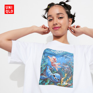 Uniqlo ใหม่ เสื้อยืดแขนสั้น พิมพ์ลาย สําหรับผู้ชาย และผู้หญิง 459529