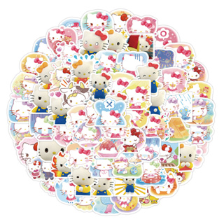 สติกเกอร์ ลาย Sanrio Hello Kitty น่ารัก สําหรับติดตกแต่งหมวกกันน็อค โน้ตบุ๊ก แล็ปท็อป โทรศัพท์ 60 ชิ้น