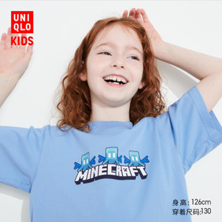 Uniqlo เสื้อยืดแขนสั้น พิมพ์ลาย MINECRAFT สําหรับเด็กผู้ชาย และเด็กผู้หญิง (UT) (23) 457839