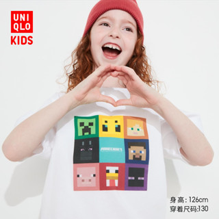 Uniqlo เสื้อยืดแขนสั้น พิมพ์ลาย MINECRAFT สําหรับเด็กผู้ชาย และเด็กผู้หญิง (UT) (23) 457837