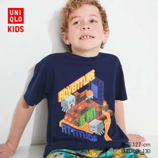 Uniqlo เสื้อยืดแขนสั้น พิมพ์ลาย MINECRAFT สําหรับเด็กผู้ชาย และเด็กผู้หญิง (UT) (23) 455234