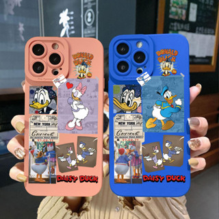 เคสโทรศัพท์มือถือ ขอบสี่เหลี่ยม ลายโดนัลด์ดั๊ก เดซี่ สําหรับ Samsung Galaxy S22 Plus Note 20 Ultra S21 FE S20